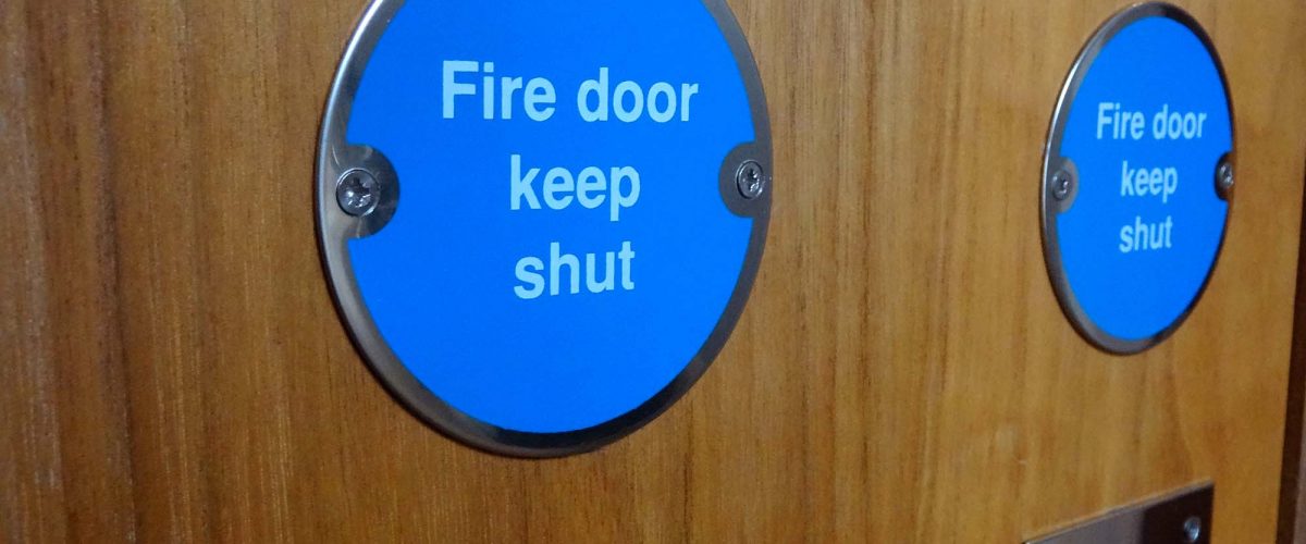 Close up of fire door